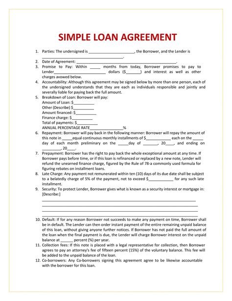 Printable Free Loan Agreement Template Pdf Printable Templates