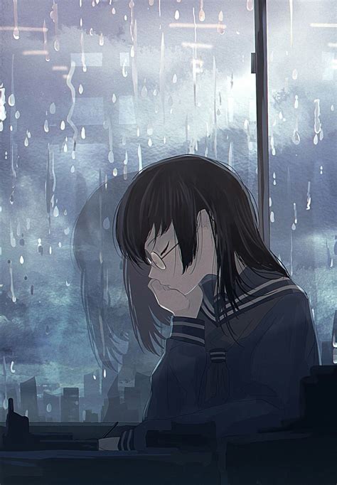 Cool Anime Girl Crying Side View Seleran