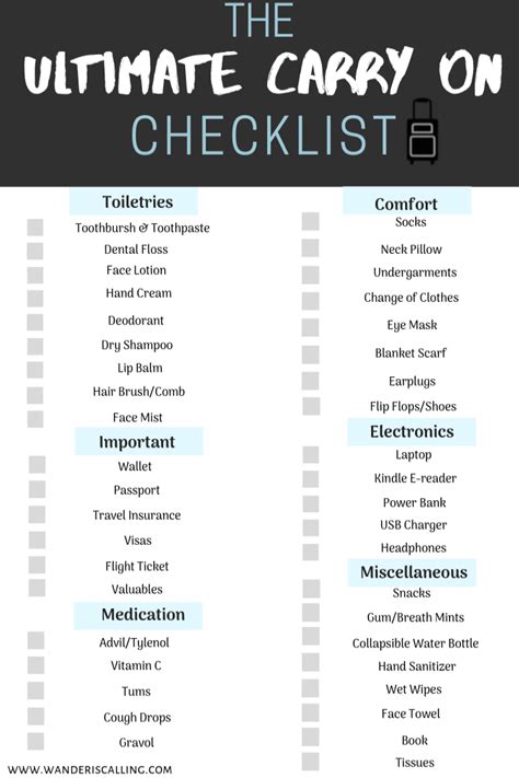 The Ultimate Carry On Checklist Carry On Bag Essentials Packing Tips For Travel Travel