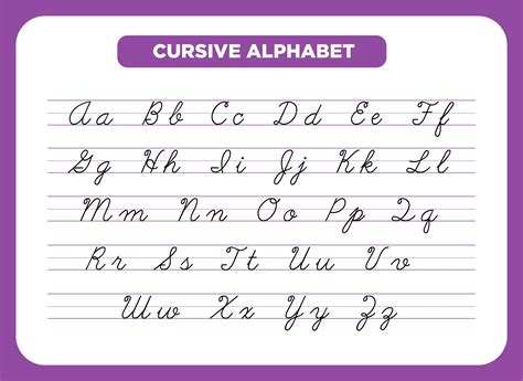 Free printable cursive alphabet chart