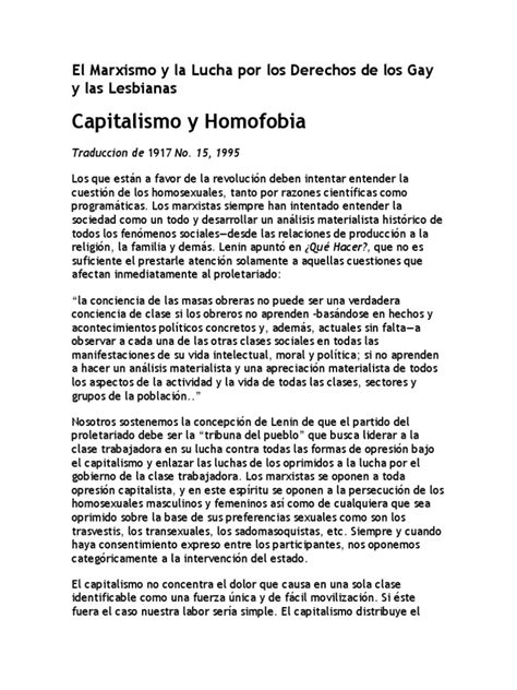 El Marxismo Y La Lucha Por Los Derechos De Los Gay Y Las Lesbianas