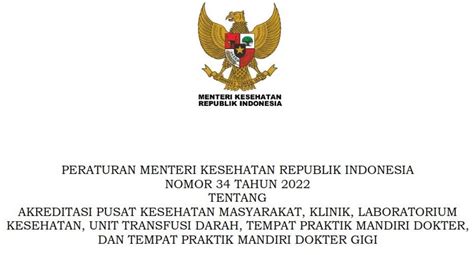 Permenkes 34 Tahun 2022 Tentang Akreditasi Puskesmas The Indonesian