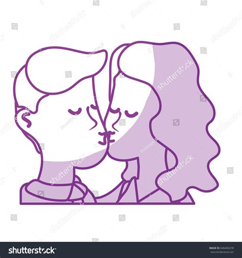 Silhouette Cute Couple Kissing Romantic Scene Stock Vector Royalty
