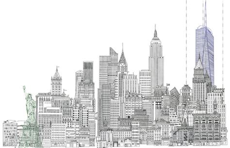 11 X 17 Line Drawing Of New York City Skyline With By Designfitz