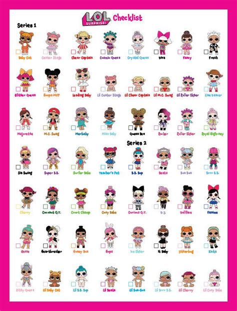 Lol Surprise Doll Checklist 5 Pages Instant Download Lol Dolls Surprise Images Lol