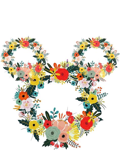 Floral Mickey Head SVG PDF Png JPG | Etsy