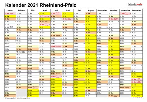 Kalender 2021 Rheinland Pfalz Ferien Feiertage Pdf Vorlagen