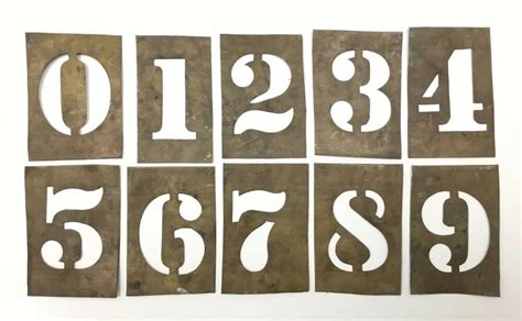 Complete Set 0 9 Brass Stencil Numbers 2 38 Numbers Stencils 3 78