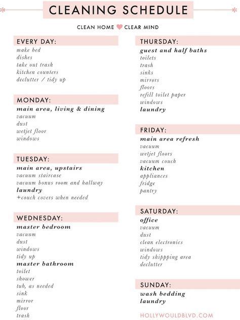 Free Printables Cleaning And Workout Schedules With Images Cleaning