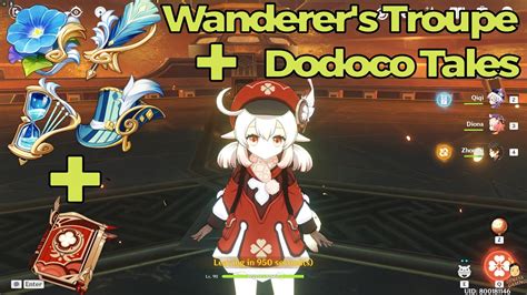 Wanderers troupe is artifacts set that available and can be farmed from elite boss and weekly boss. Dodoco Tales R5 + Wanderer's Troupe - Klee C0 Crowned ...