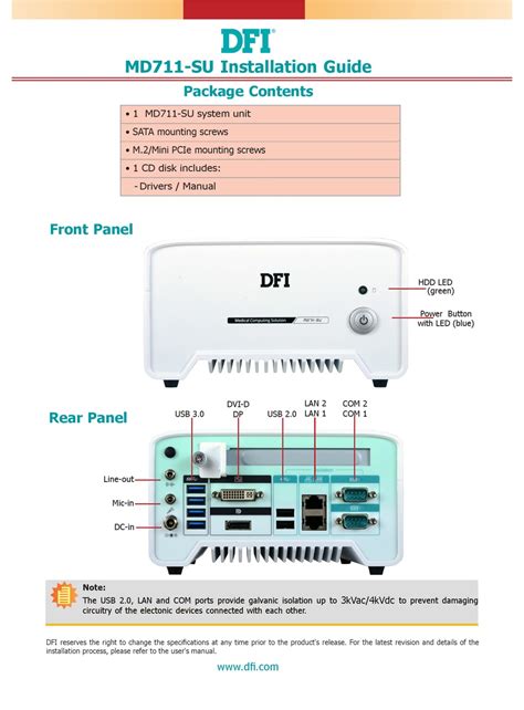 Dfi Md711 Su Installation Manual Pdf Download Manualslib