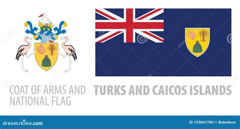 Vector Set Of The Coat Of Arms And National Flag Of Turks And Caicos