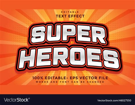 Minimal Word Super Heroes Editable Text Effect Vector Image
