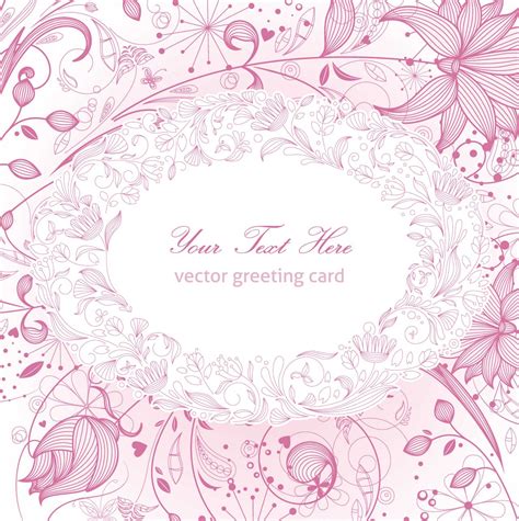 Floral Greeting Card Pink Vector Free Download