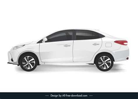 Toyota Vios Car Model Template Side View Sketch Vectors Graphic Art