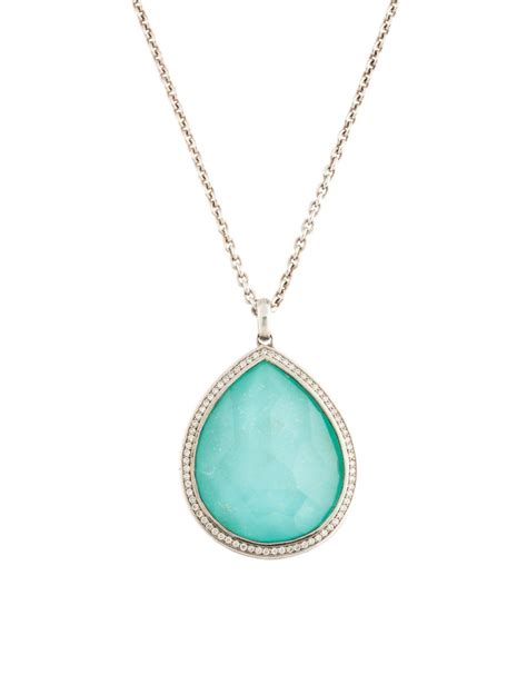 Ippolita Quartz Turquoise Doublet Diamond Stella Pendant Necklace