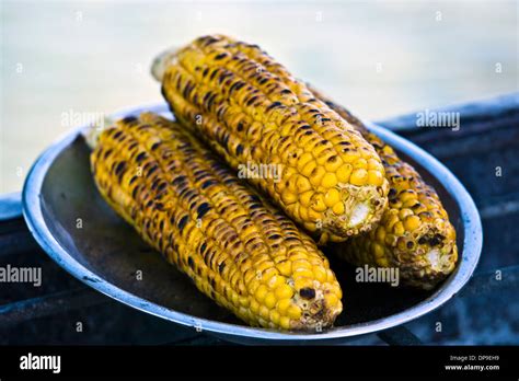 Roasted Trio Of Corn On The Cob Stock Photo Alamy