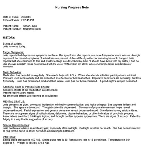 Nursing Note Template Word Format And Examples
