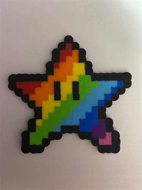 Mario Rainbow Star Perler Bead Figure Etsy