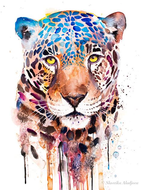 Jaguar Panthère Aquarelle Peinture Dimpression Par Etsy Leopard