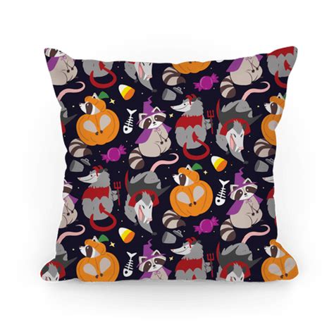 Trashy Animals Halloween Pattern Pillows | LookHUMAN | Halloween patterns, Pillows, Throw pillows