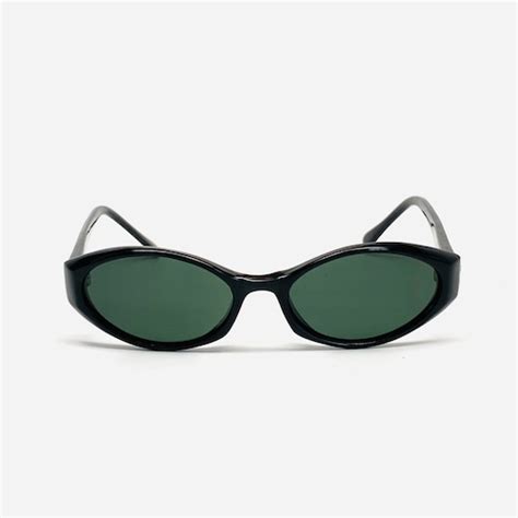 Oval Authentic 1990s Vintage Deadstock Black Frame Sunglasses Etsy