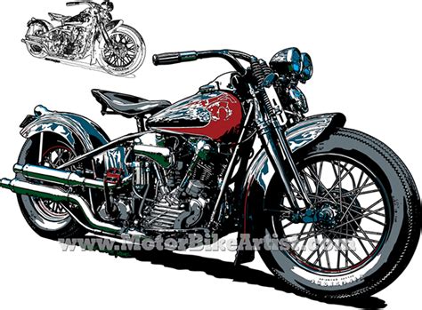 Harley Davidson Knucklehead Motorcycle Vector Art On Behance