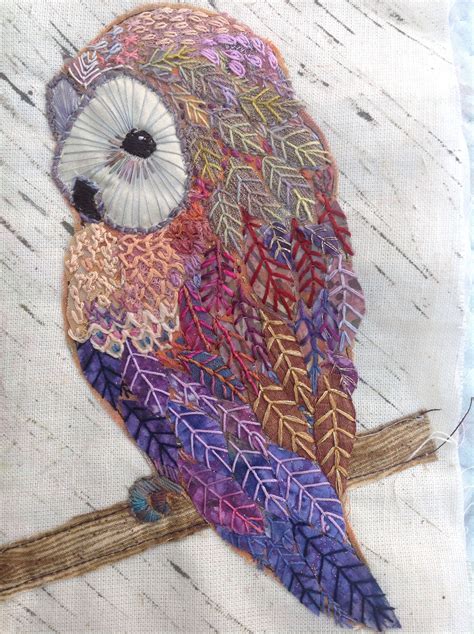 Hand Embroidered Owl Textile Art Embroidery Crewel Embroidery Kits