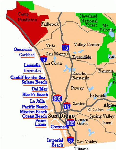 Map Of San Diego Beaches Beach Map