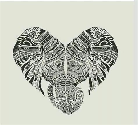 Elephant Heart Heads Tattoo Elephant Tattoos Heart Art Print Elephant