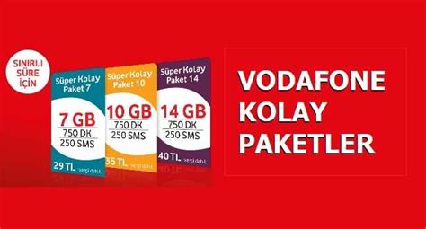 Kolay Paket 7 GB 10 GB ve 14 GB İnternet 750 Dakika 29 TL