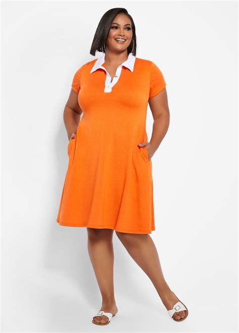 Plus Size A Line Colorblock Dress