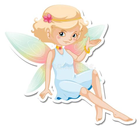 Beautiful Fairy Cartoon Character Sticker Stock Vector Illustration