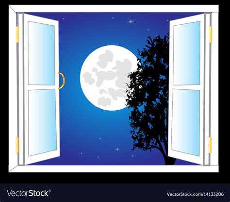 Open Window And Moon Night Royalty Free Vector Image