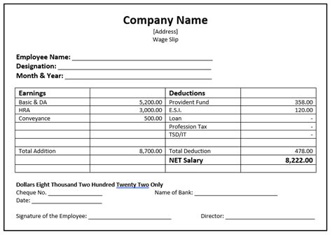 Sample Salary Slip Malaysia Salary Slip Format In Excel With Formula