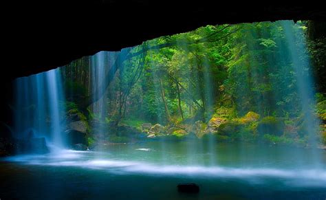 Hd Wallpaper Behind The Waterfall Waterfalls And Trees Nature