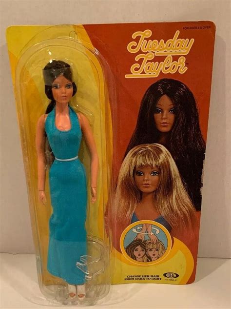 1976 ideal tuesday taylor doll sealed in package blue dress ideal beautiful barbie dolls