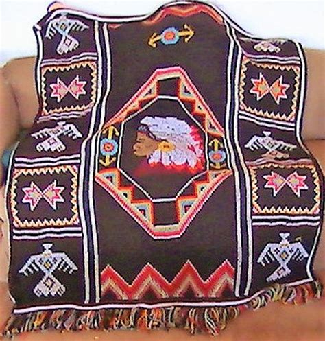 Vintage Crochet Afghan American Indian Blanket Pattern Pdf Etsy