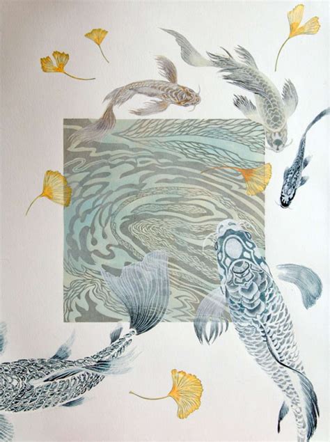 April Wilson Koi Printmaking Koi Art Fish Art Japanese Art