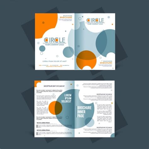 Premium Vector Corporate Leaflet With Orange And Blue Circles