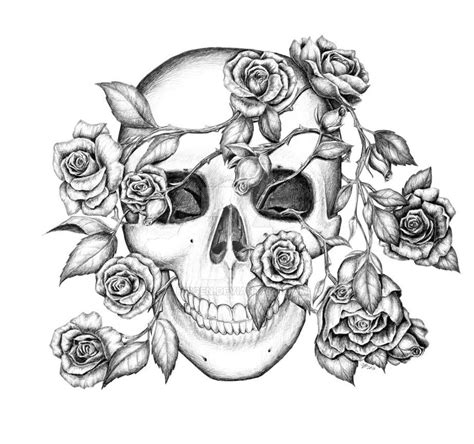 Rosy Skull By Fnigen Skull Coloring Pages Skulls Drawing Skull