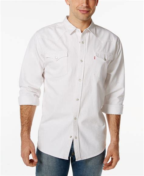 Levis Standard Barstow Western Long Sleeve Denim Shirt In White For