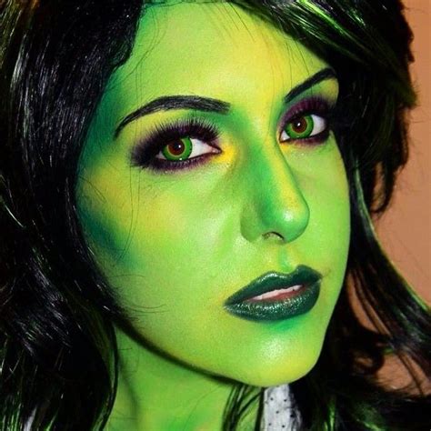 She Hulk Cosplay Makeup Hulk Lenses Green Skin Green Lips Yellow And Dark Green Contouring