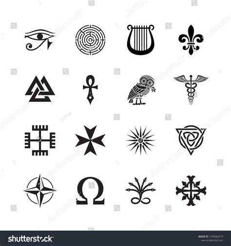 Collection Ancient Symbols Stock Vector Royalty Free 1244586715