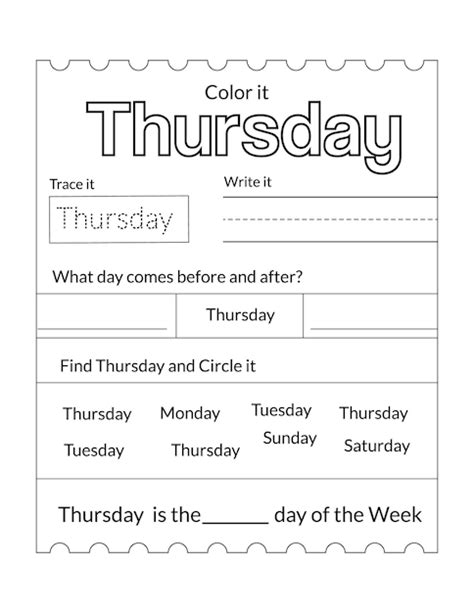 Premium Vector A Free Printable Thursday Lesson Plan For A Week