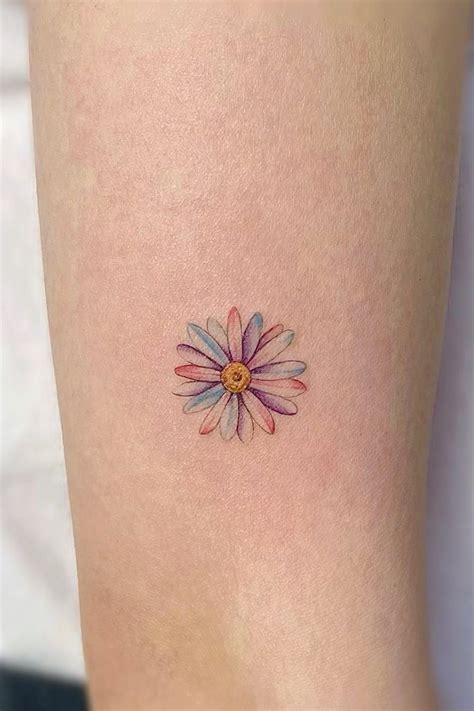 Watercolor Mini Daisy Tattoo Watercolor Daisy Tattoo Gerbera Daisy Tattoo Daisy Flower Tattoos