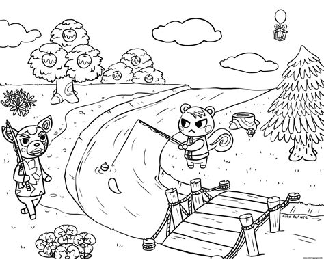 The challenge in the game is to deal with the raccoon tom nook who. Animal Crossing Village Fishing Coloring Pages Printable