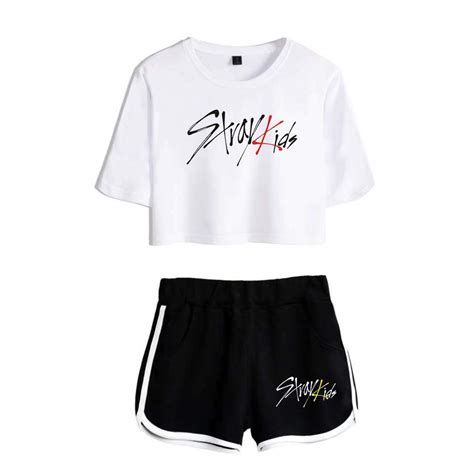 Buy Flyself Kpop Stray Kids T Shirt Tracksuits Two Piece Crop Tops