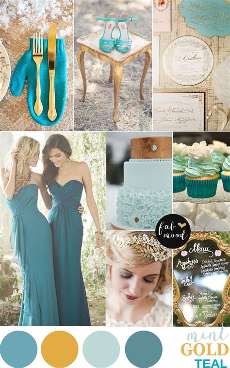 Gold Mint And Teal Wedding Palette Vintage Hint