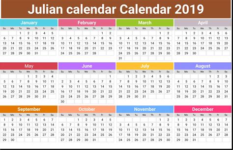 2019 Julian Calendar Printable Calendar